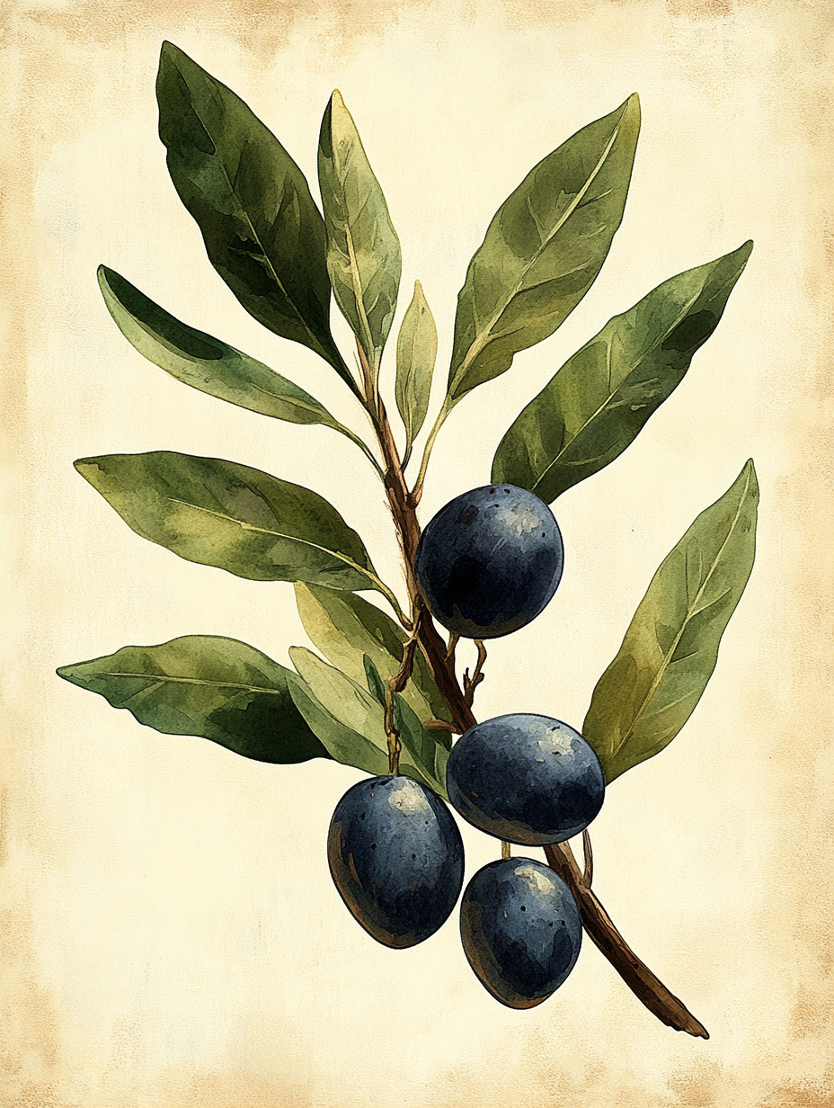 Mediterranean Olive Branch Watercolor Wall Art Canvas – Botanical Kitchen Decor