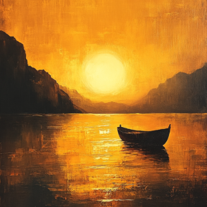 Golden Hour Abstract Wall Art Canvas – Warm Minimalist Zen Painting