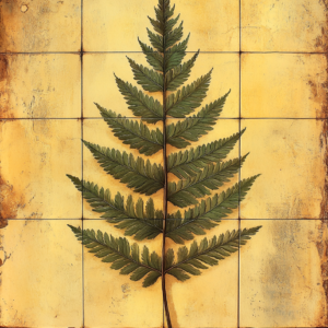 Vintage Fern Botanical Print – Scientific Botanical Grid Wall Art