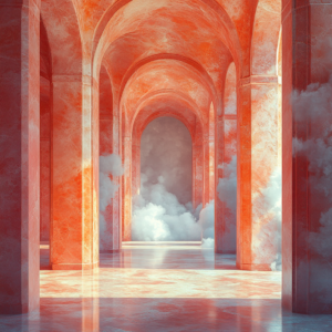 Ethereal Arches Cloudscape Wall Art Print – Dreamy Architecture Poster