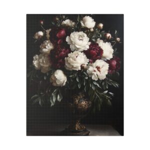 Dark Peony Dutch Master Still Life — Toile Canvas