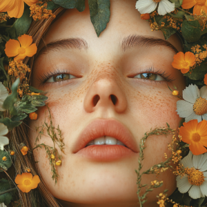 Botanical Portrait Wall Art Print – Surreal Woman Dreaming Garden