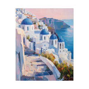 Santorini White Village Morning — Toile Canvas