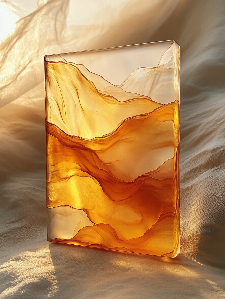 Ethereal Fluid Art Print – Golden Hour Abstract Organic Wall Decor