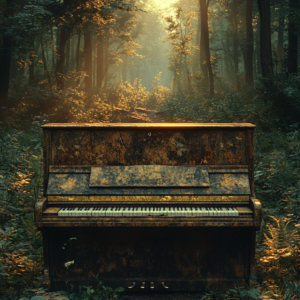 Nature Reclaims Piano – Surreal Forest Music Art Print Poster