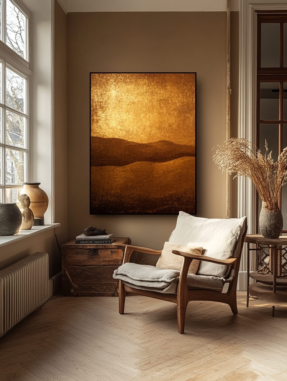 Golden Hour Abstract Sand Tones Modern Wall Art Print
