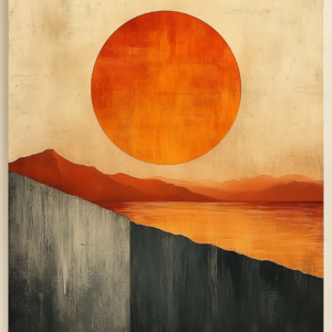 Terracotta & Sage Geometric Abstract Wall Art Print – Mid-Century Modern Poster