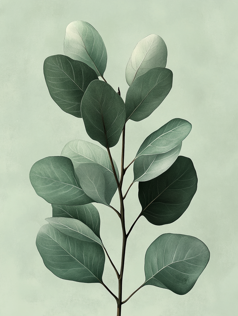 Minimalist Eucalyptus Botanical Wall Art Canvas – Sage Green Scandinavian Decor