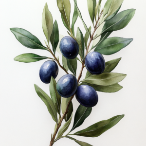 Mediterranean Olive Branch Watercolor Wall Art Print – Botanical Kitchen Decor