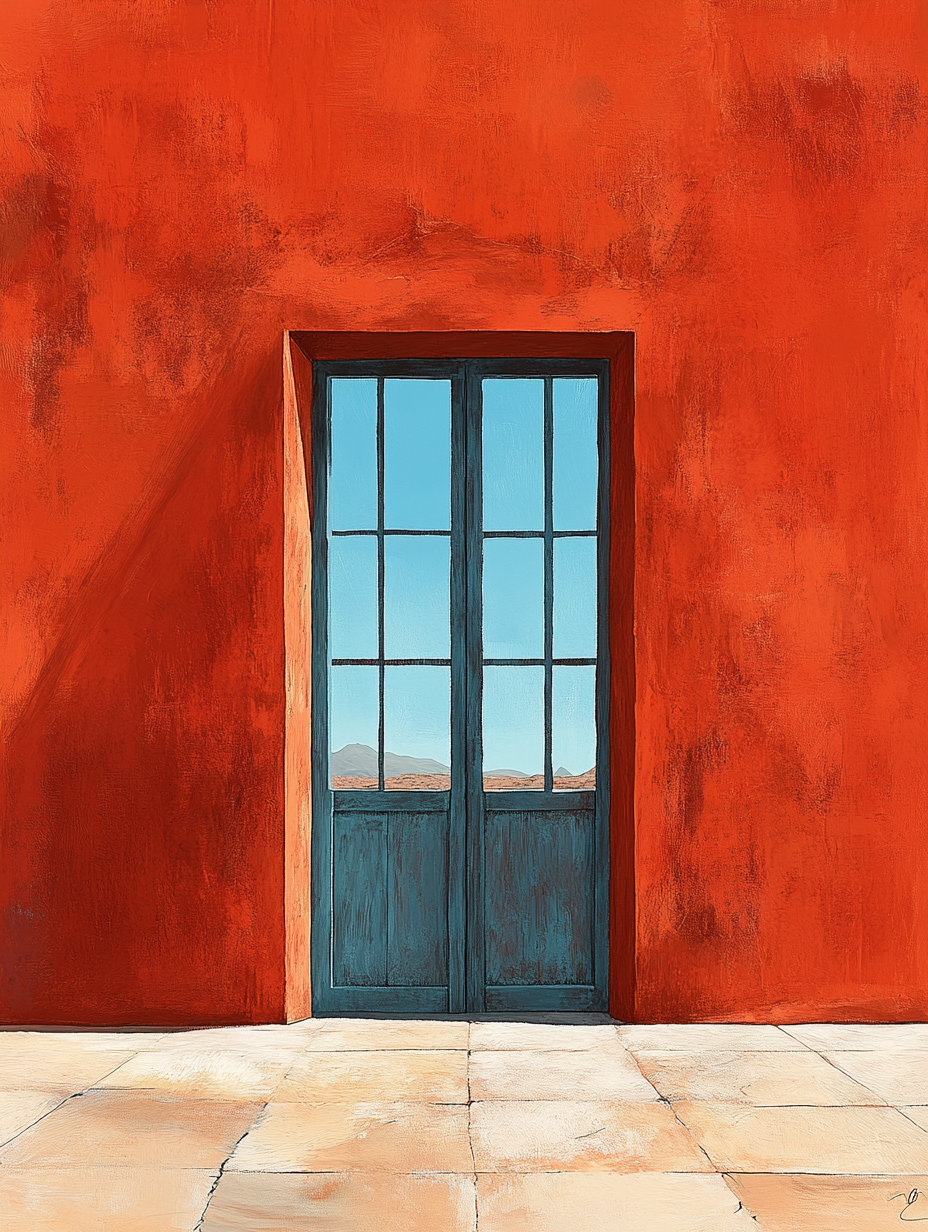 Desert Dreams Surreal Door Wall Art Print – Minimalist Landscape Poster