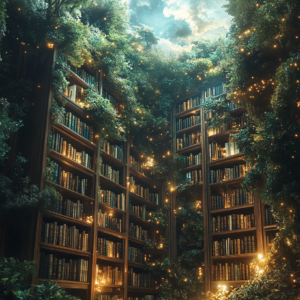 Cosmic Library Surreal Wall Art Canvas – Infinite Knowledge Canvas Print