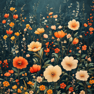 Dark Botanical Moonlight Garden Wall Art Print – Nocturnal Floral Poster