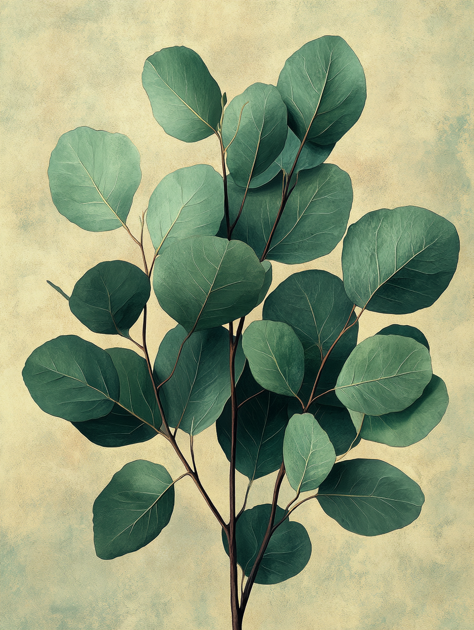 Minimalist Eucalyptus Botanical Wall Art Print – Sage Green Scandinavian Decor