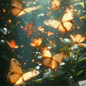 Surreal Greenhouse Butterflies Wall Art Print – Magical Nature Escape