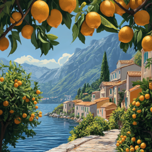 Italian Summer Lemons Canvas Wall Art Canvas – Riviera Citrus Landscape
