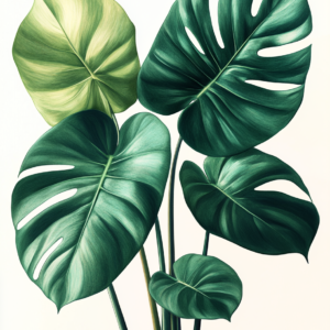 Monstera Leaf Botanical Wall Art Canvas – Emerald Green Botanical Illustration