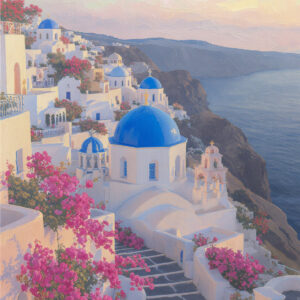 Santorini White Village Morning