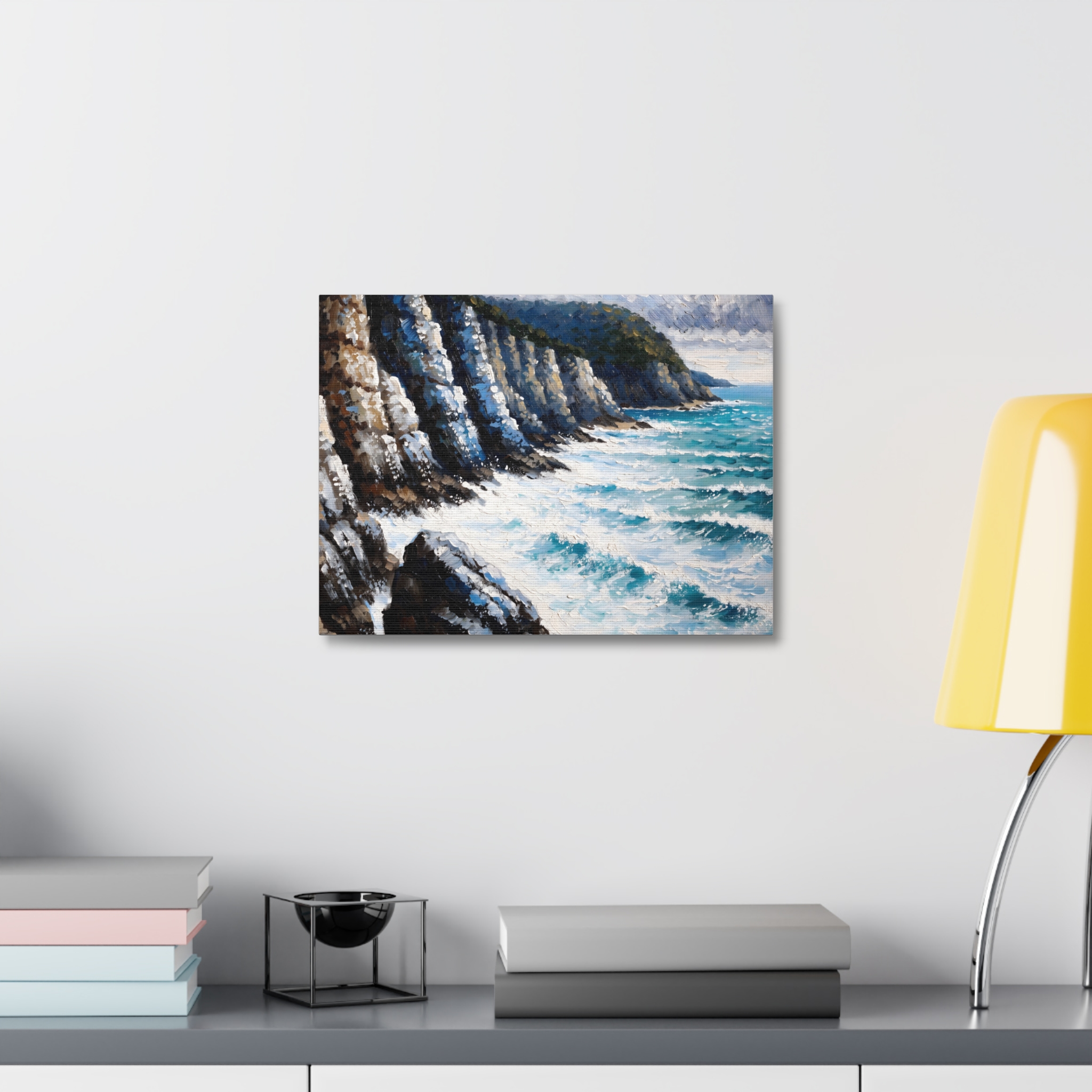 Coastal Cliffs Landscape Wall Art Canvas - Turquoise Seascape Painting – Image 12