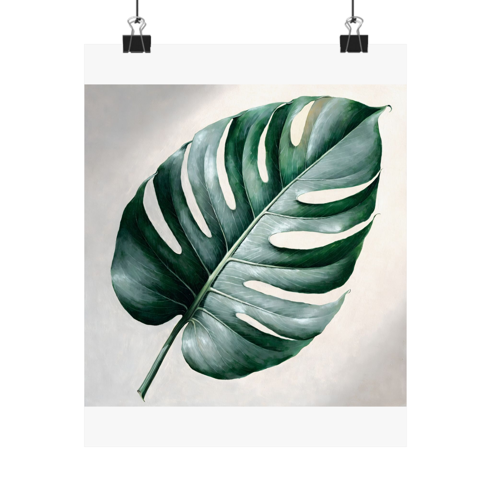 Monstera Leaf Botanical Wall Art Print - Emerald Green Botanical Illustration