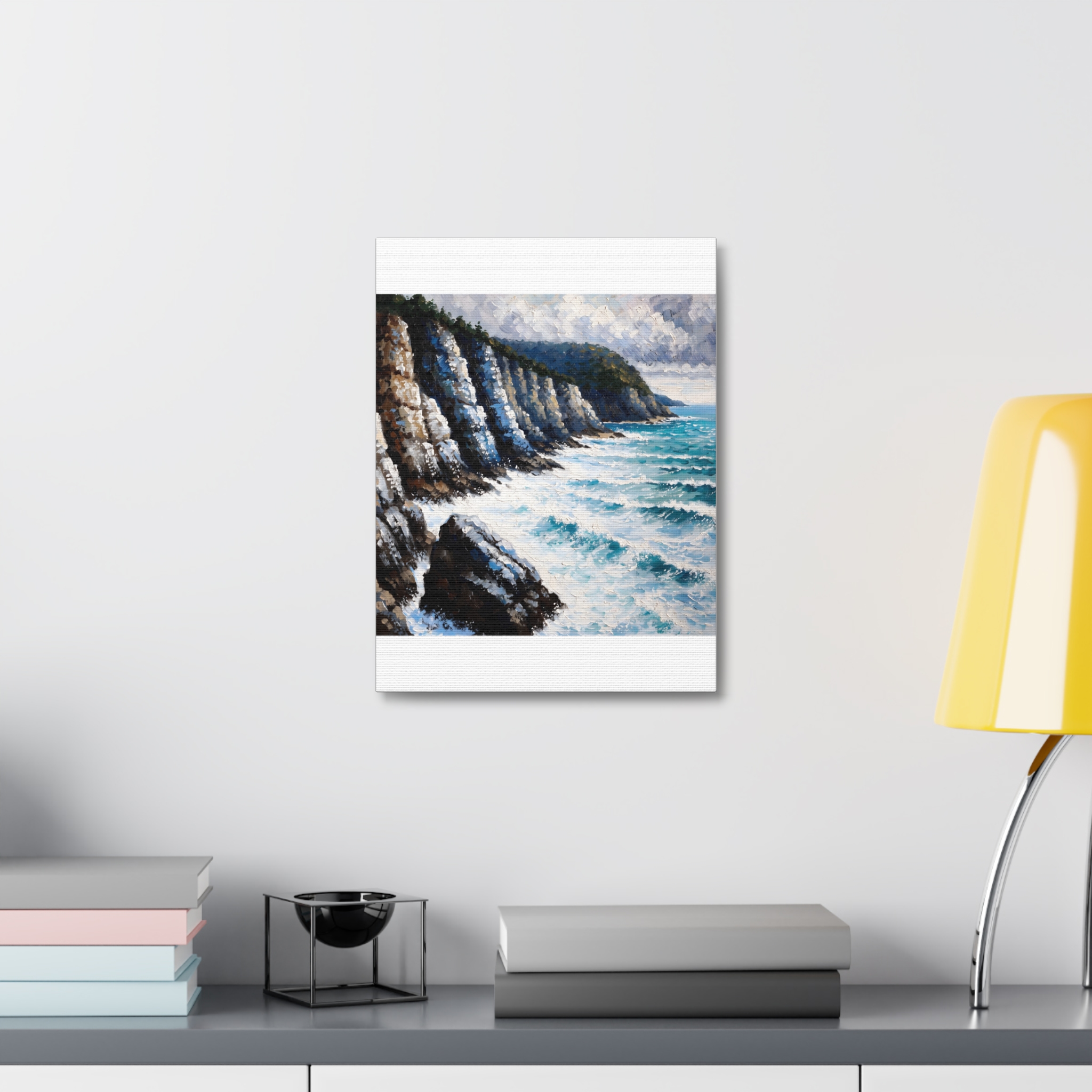 Coastal Cliffs Landscape Wall Art Canvas - Turquoise Seascape Painting – Image 32