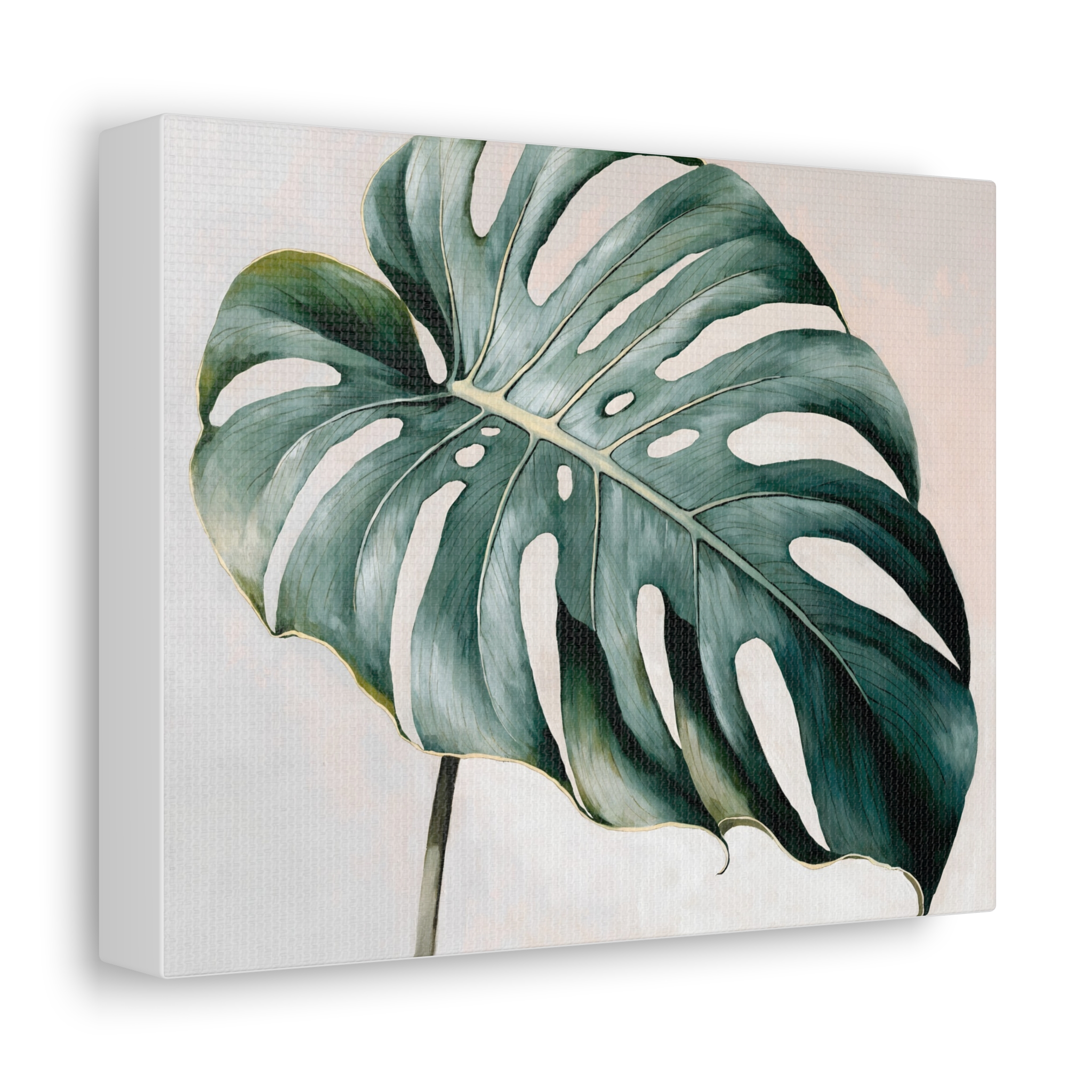 Monstera Leaf Botanical Wall Art Canvas - Emerald Green Botanical Illustration – Image 2