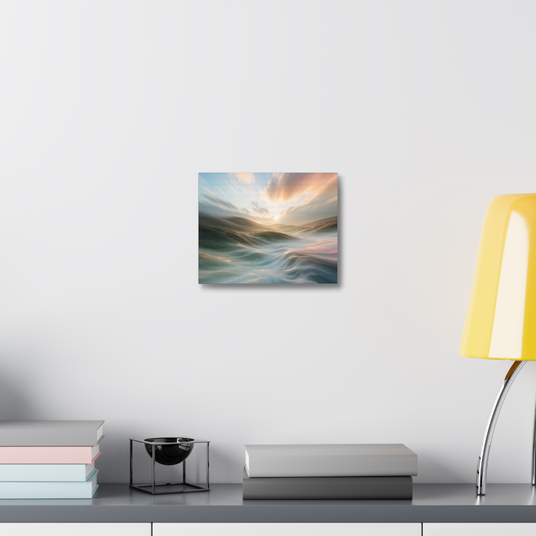Golden Hour Abstract Landscape Wall Art Canvas - Misty Amber Gradient Canvas Print - Image 4