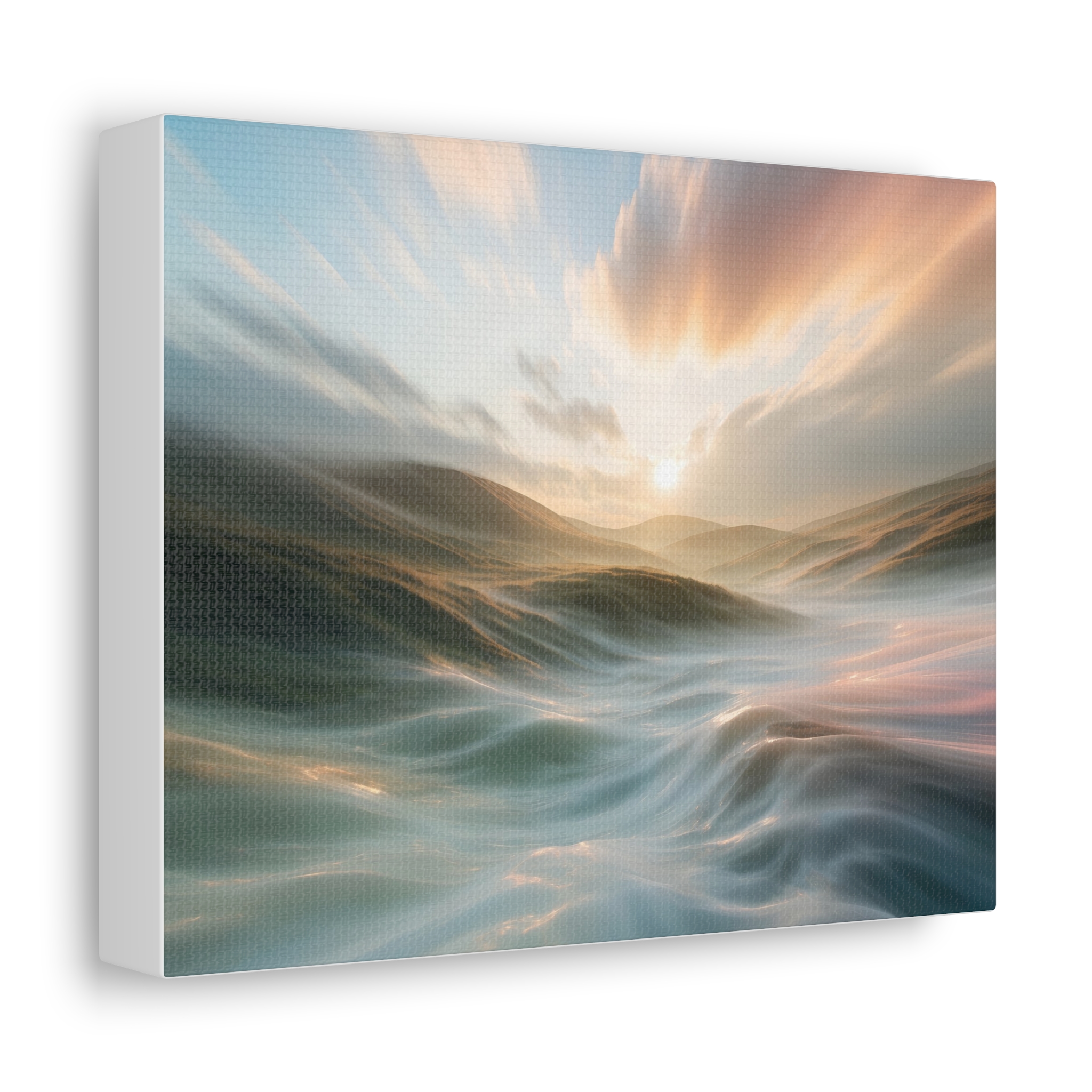 Golden Hour Abstract Landscape Wall Art Canvas - Misty Amber Gradient Canvas Print - Image 2