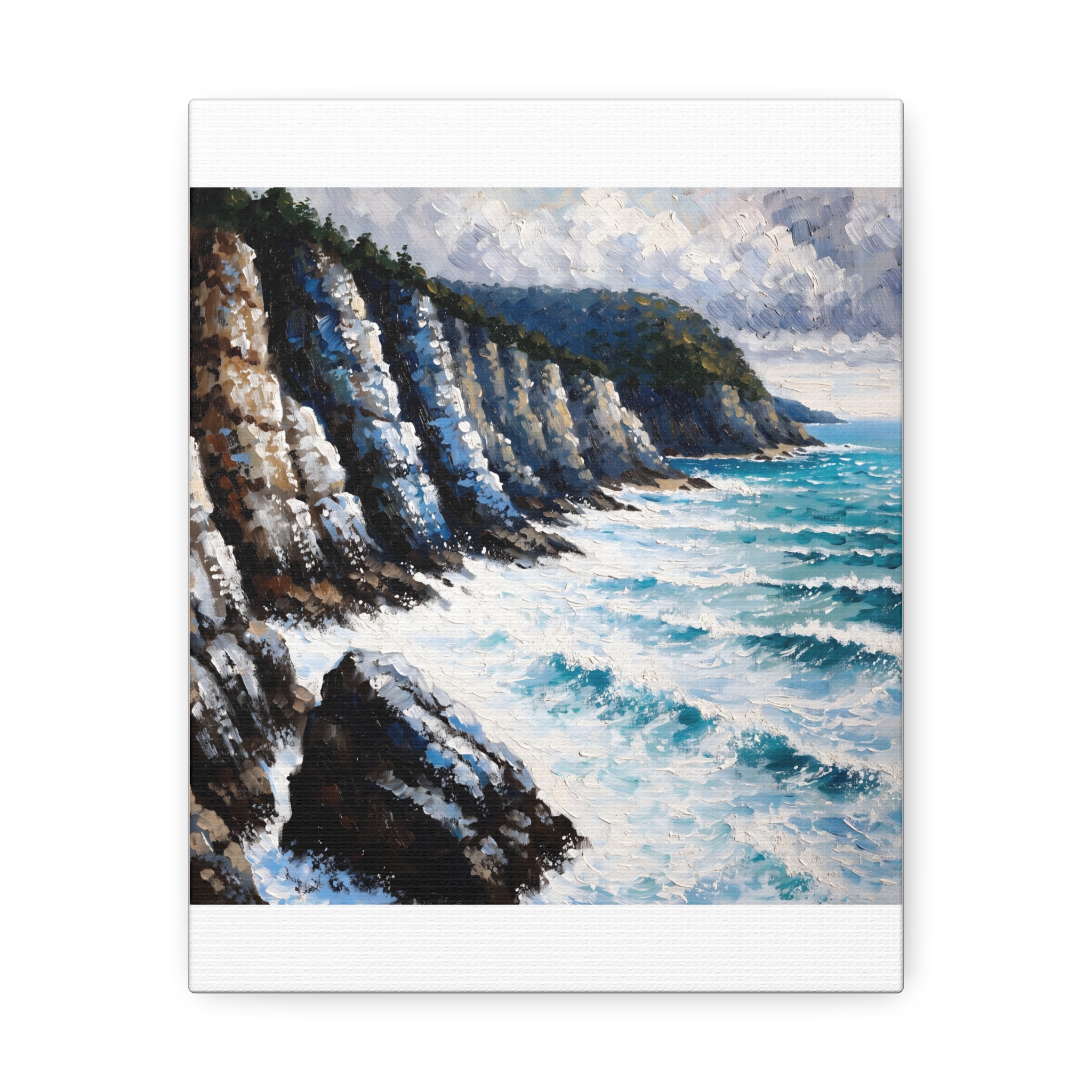 Coastal Cliffs Landscape Wall Art Canvas - Turquoise Seascape Painting – Image 21