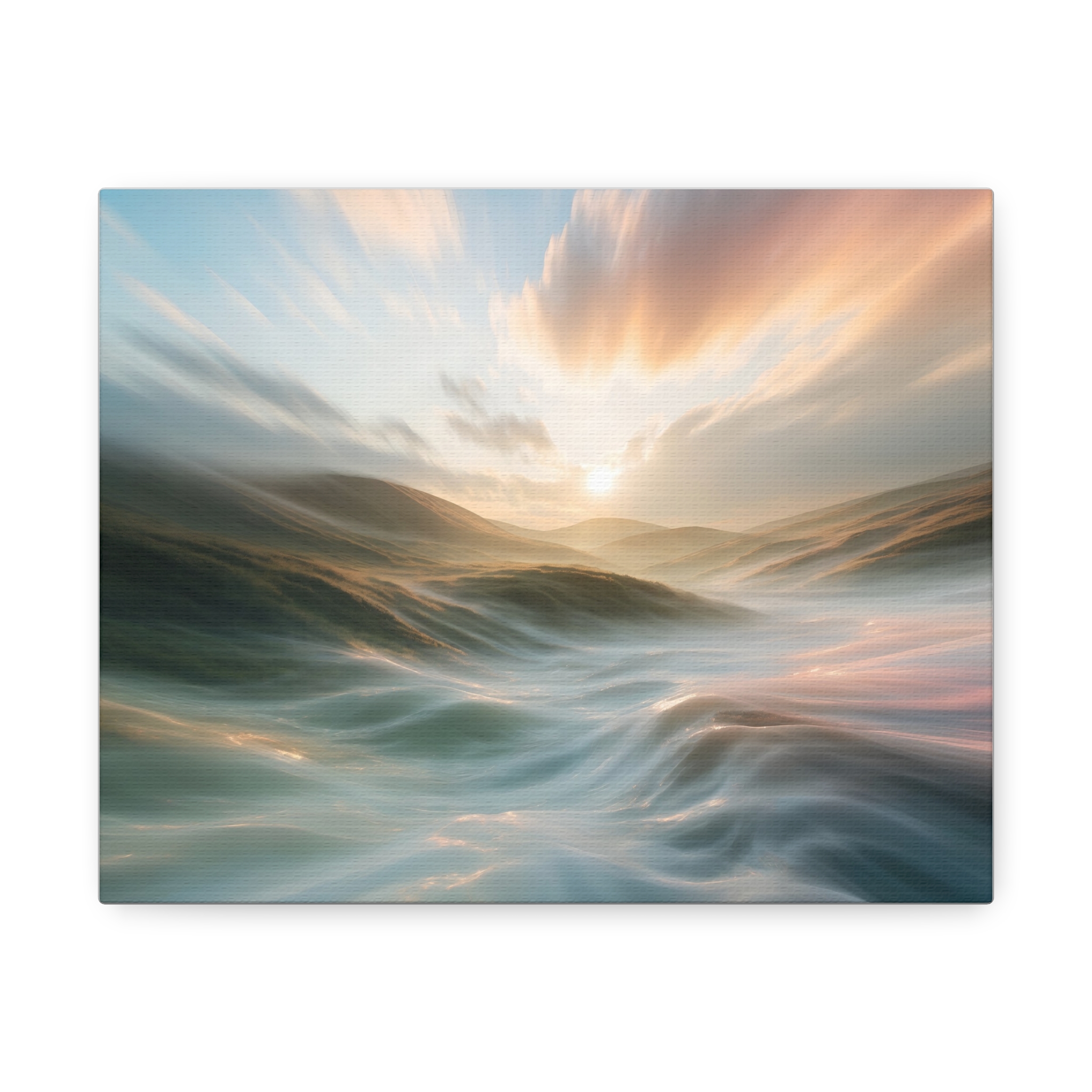 Golden Hour Abstract Landscape Wall Art Canvas - Misty Amber Gradient Canvas Print