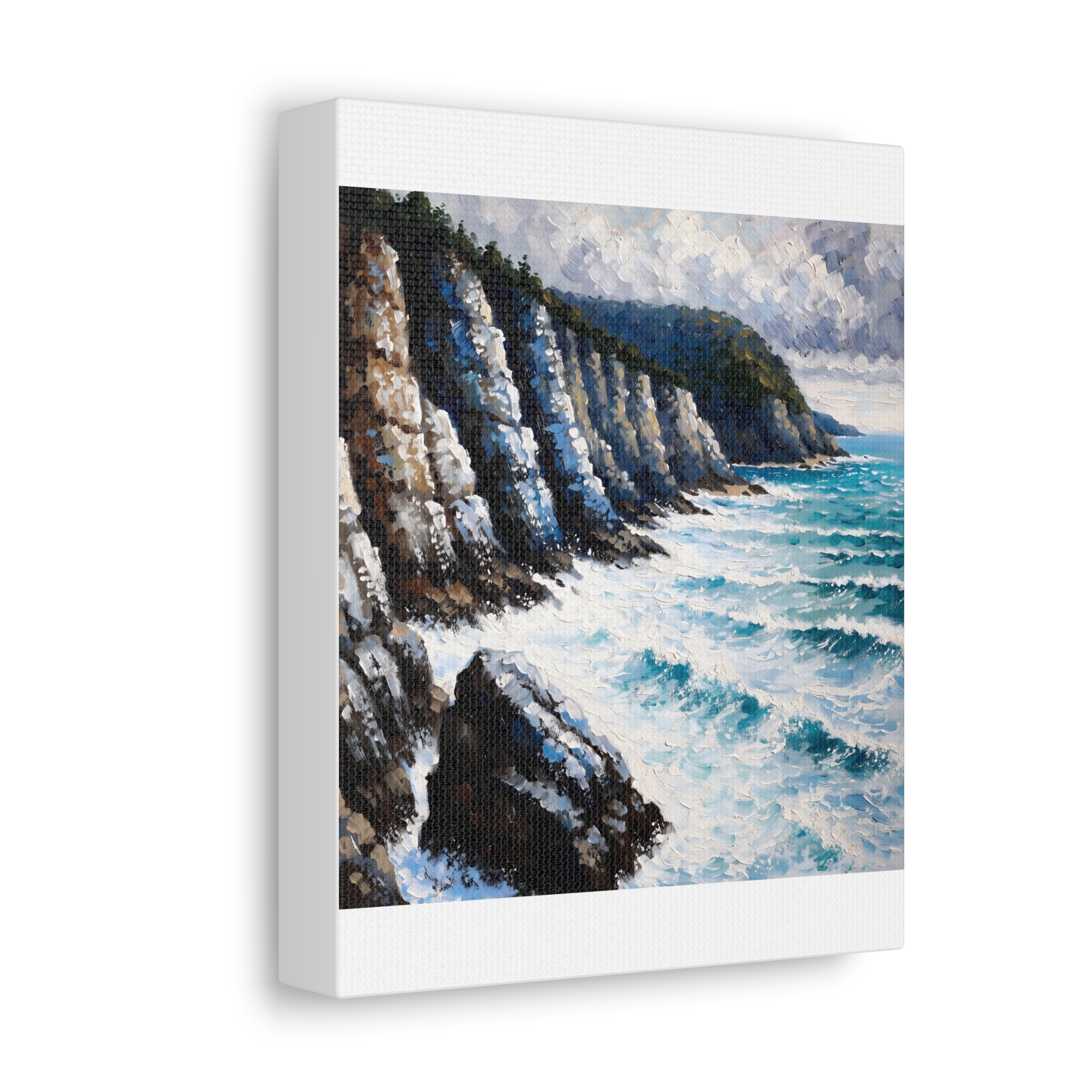 Coastal Cliffs Landscape Wall Art Canvas - Turquoise Seascape Painting – Image 22